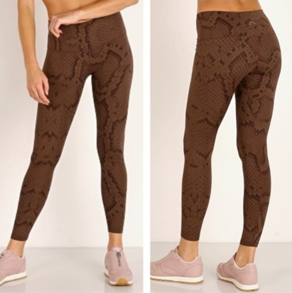 Varley XL Brown Python Full Length Leggings